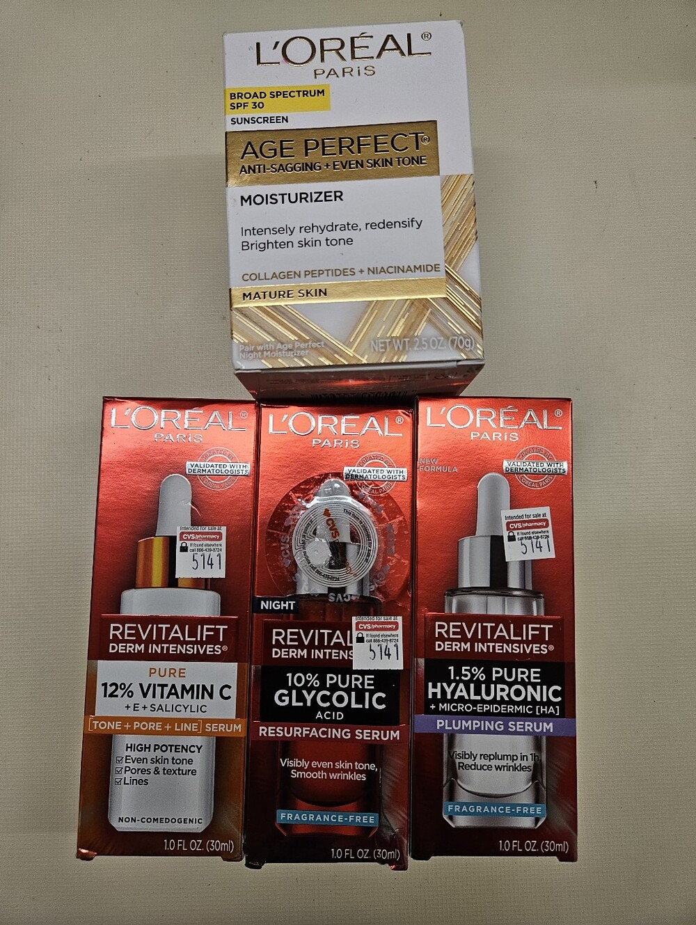 L'Oreal Skincare Bundle Age Perfect Moisturizer & 3 Revitalift Serums NIB